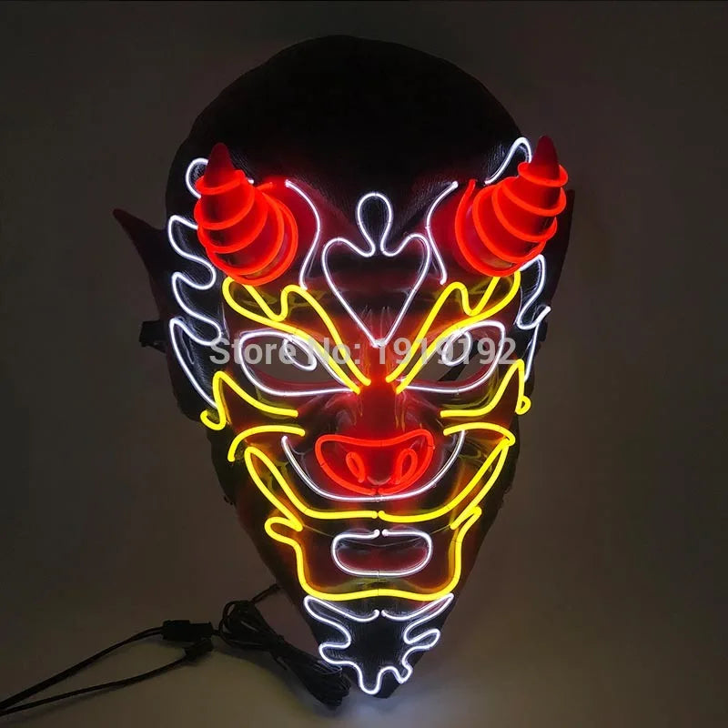 Halloween Carnival Party Costume Decoration Luminous LED Mask Halloween Mask LED Maske Light Up Party Masks for Glow Party