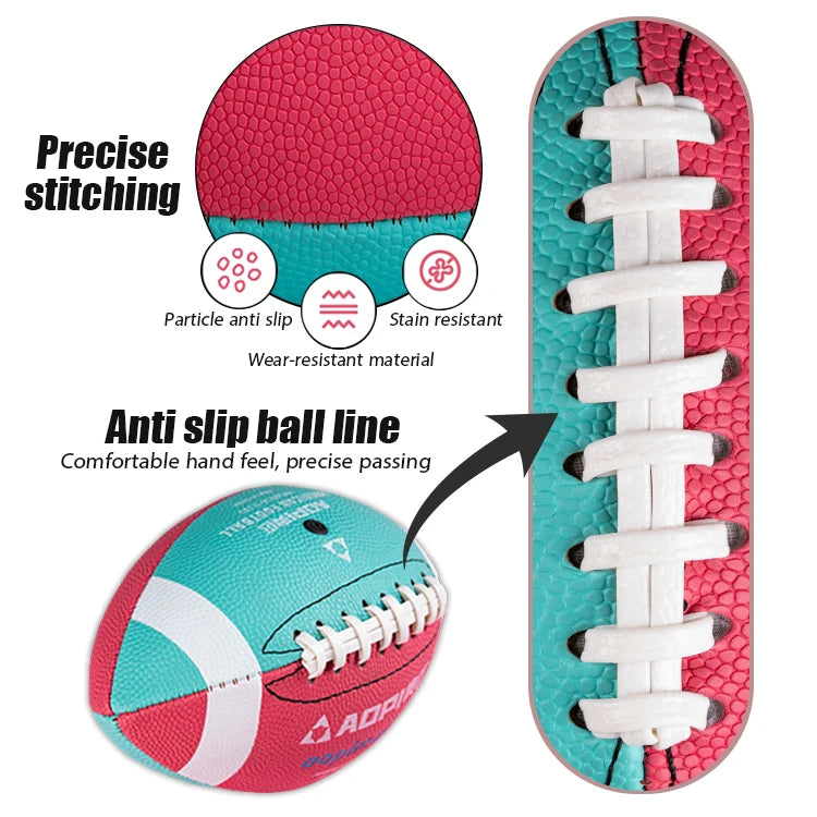 Children's American Size 3 Rugby Football Pink and Blue with Leather Material