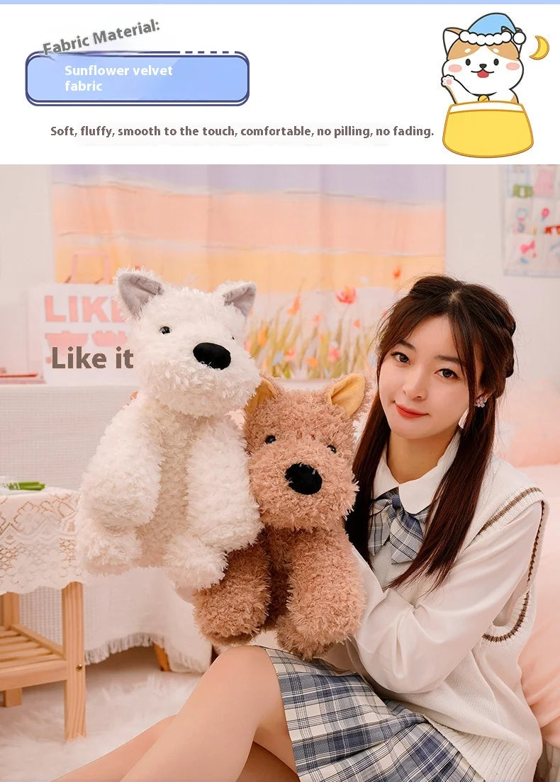 British West Highland Female Puppy Toy Original Scribbled Design Super Soft Plush Dog Doll Furry Scottish PP Stress Relief