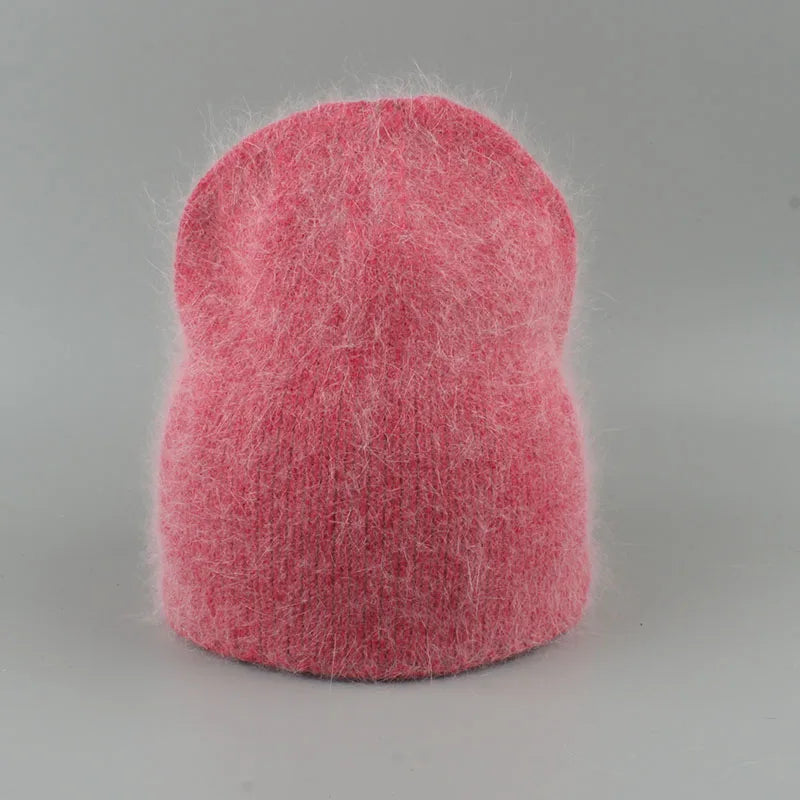 Autumn Winter Hat For Women 70% Rabbit Fur Winter Cap Fashion Warm Knitted Beanie Hats Women Solid Adult Cover Head Caps