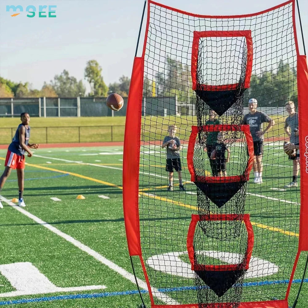 SeeMore Portable Training Equipment American Football Baseball Soccer Hanging Target Net with Holes for Soccer Training