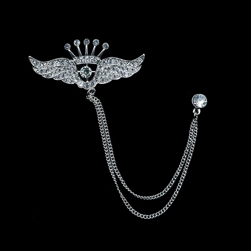 Man Brooch Cross Suit Tassel Chain Lapel Pin Suit Shirt Collar Brooch Badge Retro Pins Wedding Party Dance Neckwear Accessories