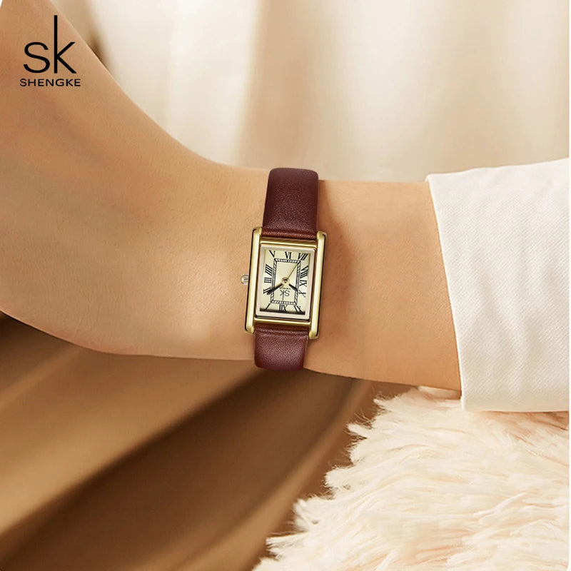 SK Fashion Ladies Genuine Leather Watches Luxury Small Women's Watch Fashionable Waterproof for Business Watch Women