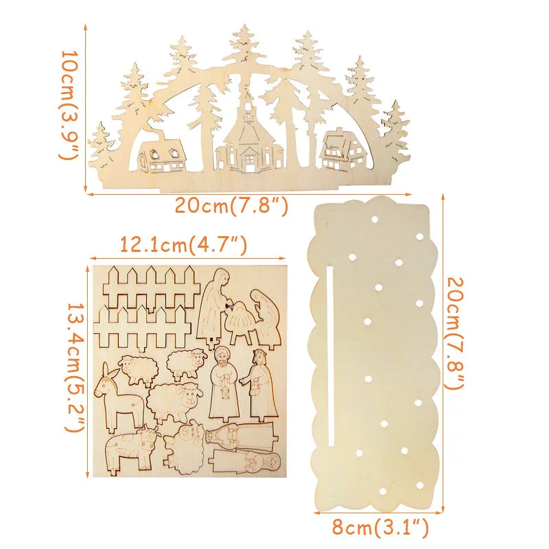 Christmas Wooden Ornaments Wooden Craft DIY Table Decoration Desktop Craft Toy Christmas Decorations for home Navidad Noel 2024