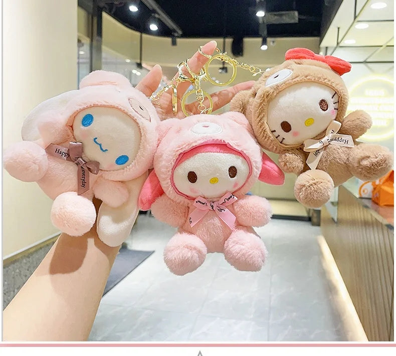 Cute Cross-Dressing Bear Mini Plush Pendant Doll Super Soft Wholesale Melody Cartoon Keychain Toy  Feature Washed