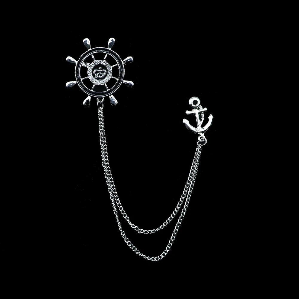 Man Brooch Cross Suit Tassel Chain Lapel Pin Suit Shirt Collar Brooch Badge Retro Pins Wedding Party Dance Neckwear Accessories