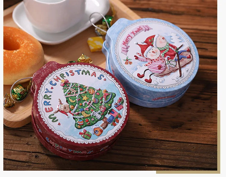 Christmas Candy Gift Packaging Iron/Tin Box Sweet Jar Christmas Tree Hanging Ornament Party Handmade Cookies Decoration