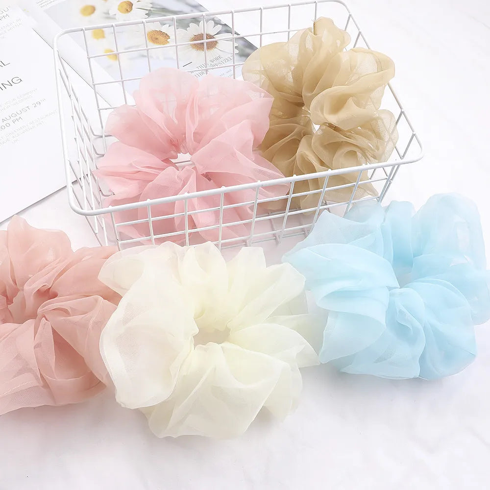 2020Korean Big Size Organza Hair Scrunchies For Women Elastic Hair Bands Girl Headwear Ponytail Holder Hair Tie Hair Accessories