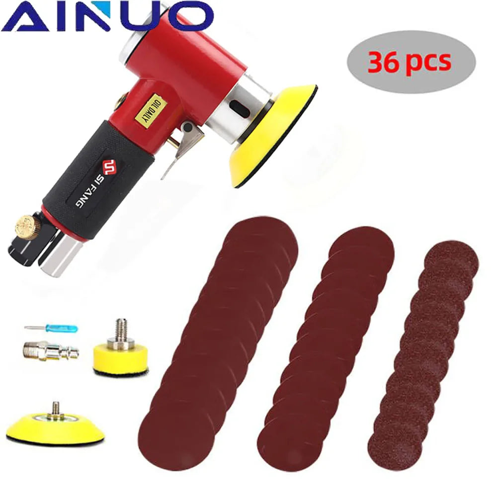 36pcs Orbit Air Sander Mini Pneumatic 1/2/3inch Grinding Machine Set for Car Polishing High Speed Air Powered Polisher Air tool