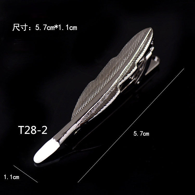 High Quality Metal Tie Clip Black Color Glasses Feather Necktie Clips Pin Luxulry Jewelry Gifts for Men Accessories