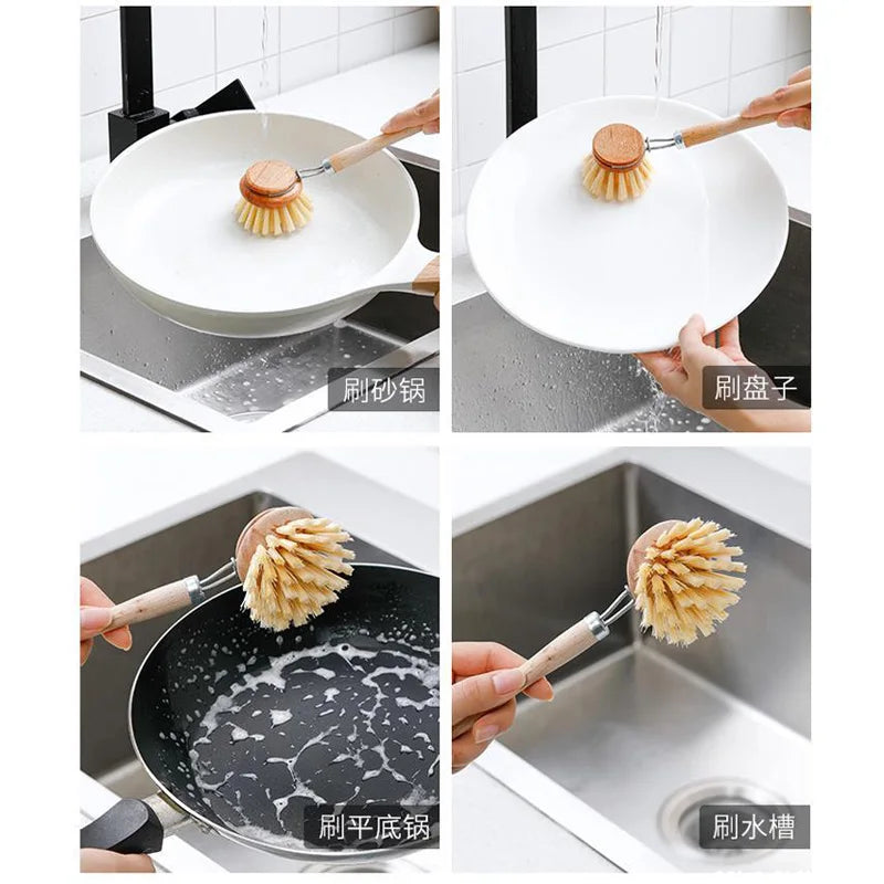 Kitchen Cleaning Brush Tool Clean Wash Brush Bamboo Dish Washing Brush Pan Pot Cleaner Kitchen Brush For Dishes Cleaning Tools