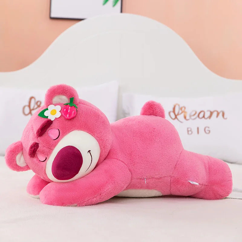 Kawaii Bear Strawberry Super Soft Plush Toy Washed Techniques for Sofa Bedroom Stuffed Animal Kids Girls Friends Festivals