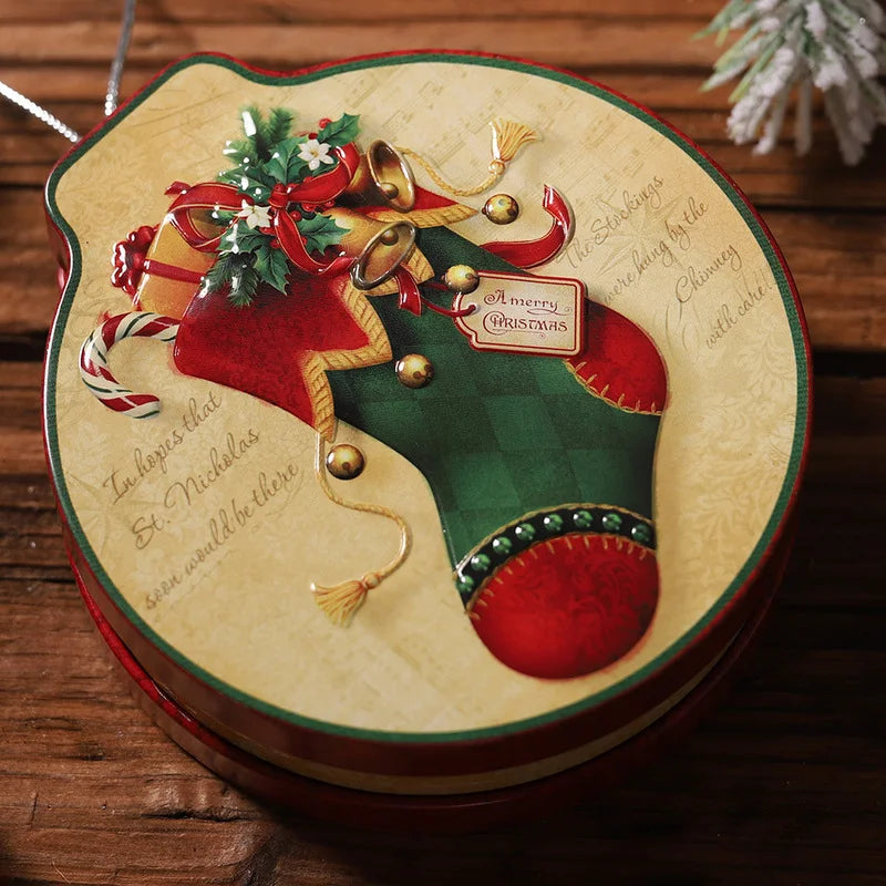 Christmas Candy Gift Packaging Iron/Tin Box Sweet Jar Christmas Tree Hanging Ornament Party Handmade Cookies Decoration