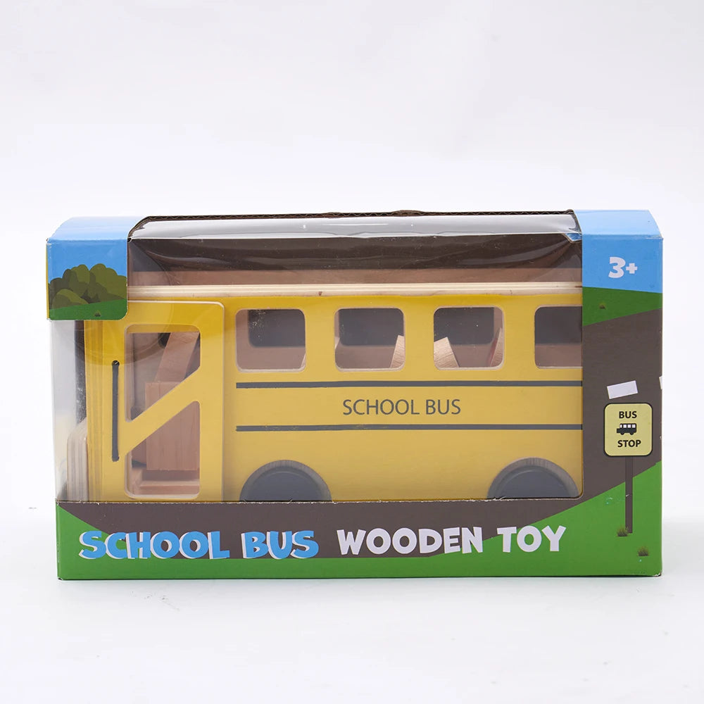 Wooden School Bus Toy Eco Friendly  Wooden School Bus Classic Toys Montessori Education Campus Bus Wooden Toys