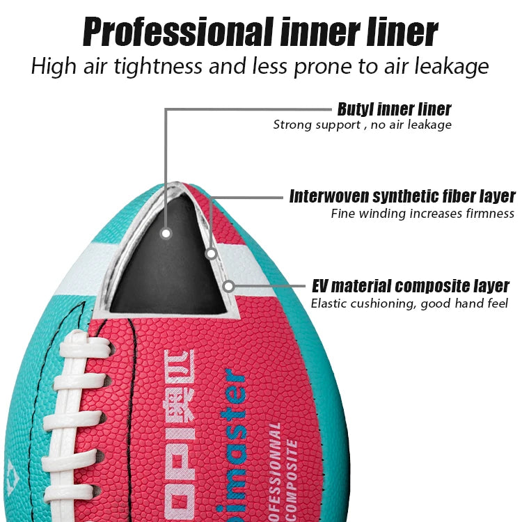 Children's American Size 3 Rugby Football Pink and Blue with Leather Material