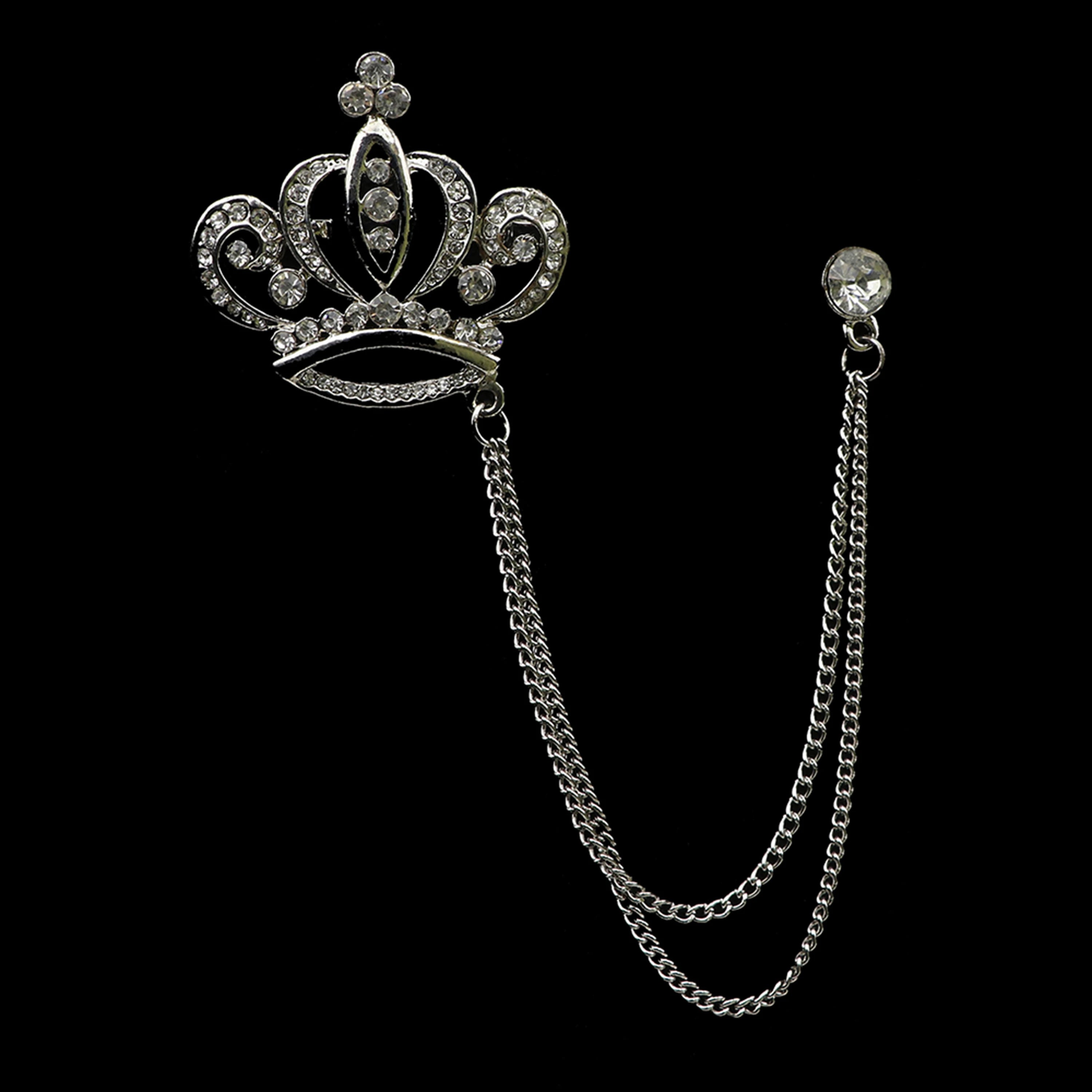 Golden Men Women Tassel Chain Lapel Pin Brooch Wings Crown Sword Scissors Retro Men Gift Wedding Banquet Daily Wear Accessories