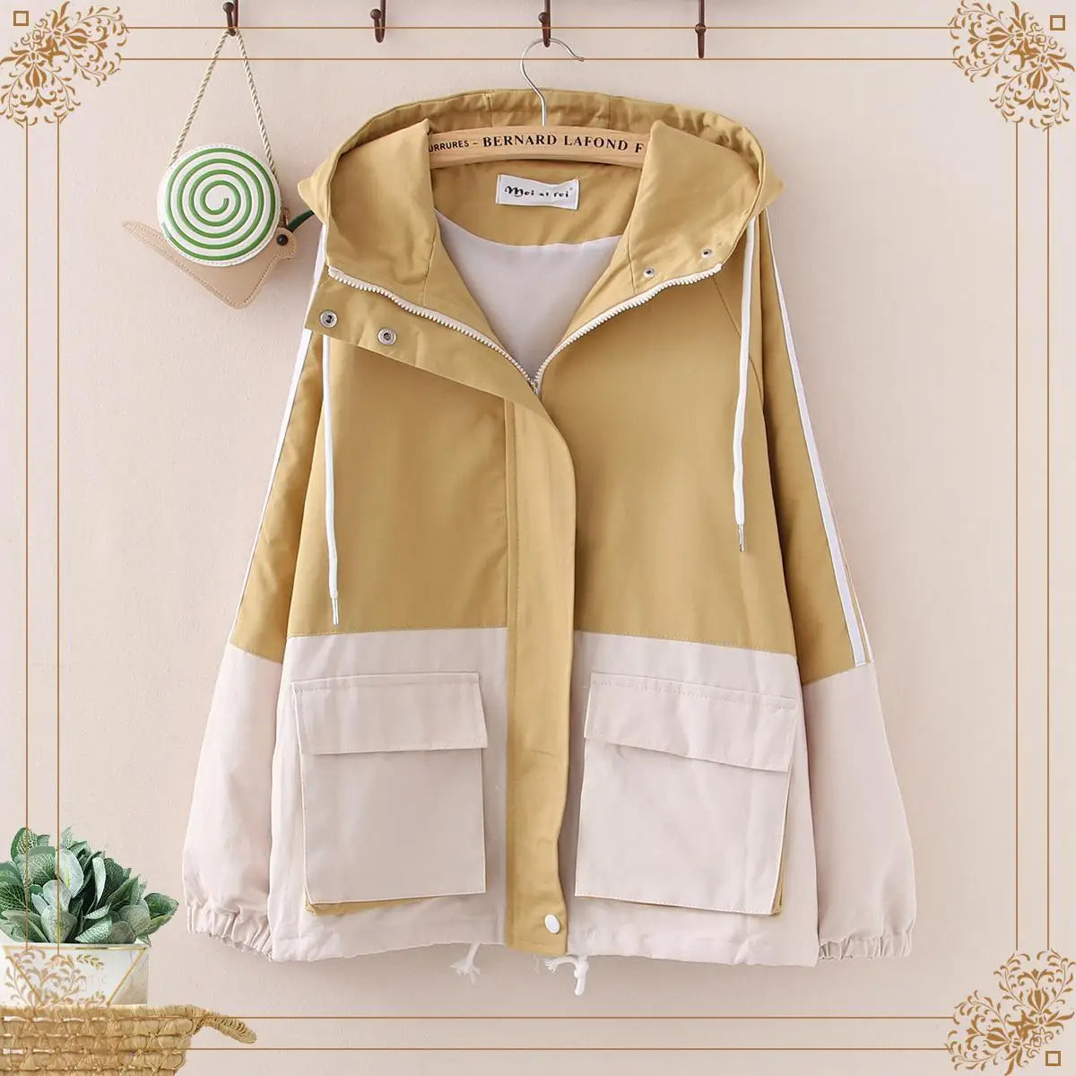 Windbreaker Jacket Women 2025 Spring Women Hooded Jacket Coats Zipper Trench Patchwork Woman Basic Casual Femme Jaqueta Feminina