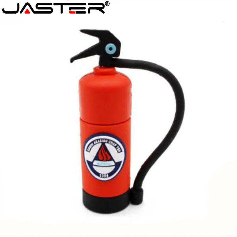 JASTER Cartoon Fire Extinguisher USB 2.0 Flash Drive 128GB Cute Silicone Memory Stick 64GB Gifts For Children Pen Drive 32GB 8GB
