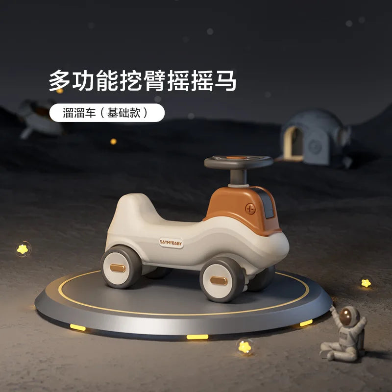 Four-in-One Multifunctional Ride-On Toy for Kids Excavator Rocking Horse Baby Yo-Yo Car with Battery Power Unisex Plastic Toy