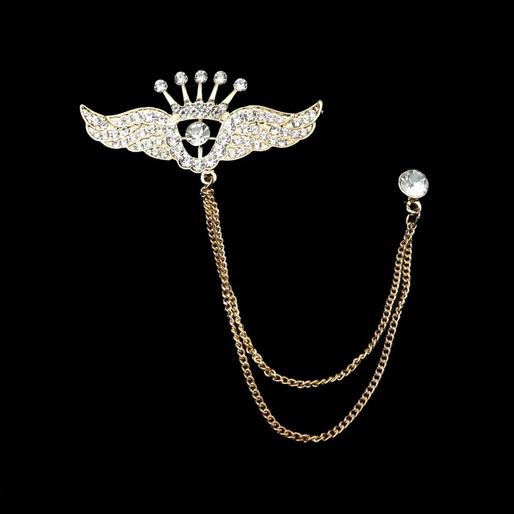 Man Brooch Cross Suit Tassel Chain Lapel Pin Suit Shirt Collar Brooch Badge Retro Pins Wedding Party Dance Neckwear Accessories