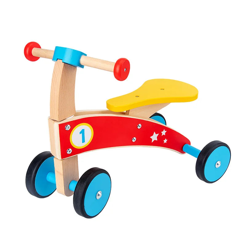 2021 Children's Wooden Balance Car Scooter Yoyo Car Four Wheel Balance Bike Solid Wood Beech Boys and Girls Baby Walkers Toys