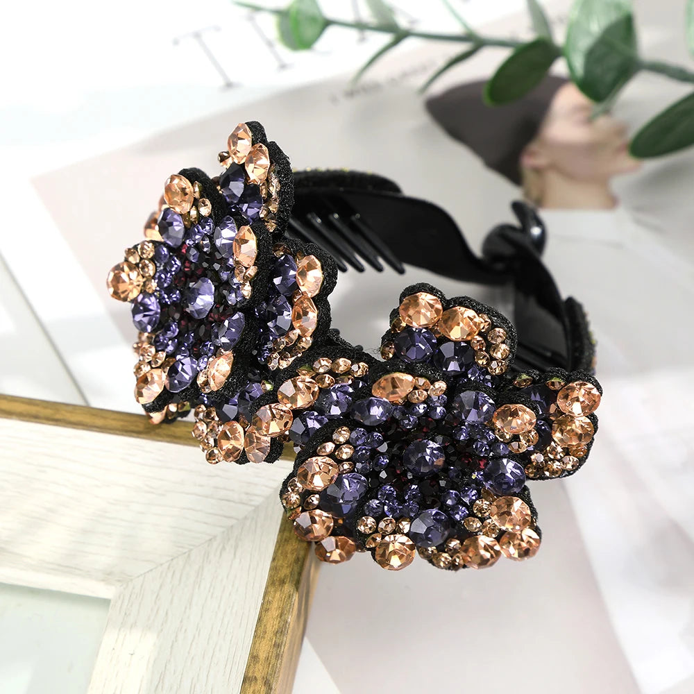 AWAYTR Women Flower Hair Clips Claw Rhinestone Ponytail Hair Accessories Hairpins Ladies Headbands Girls Ornaments Barrettes