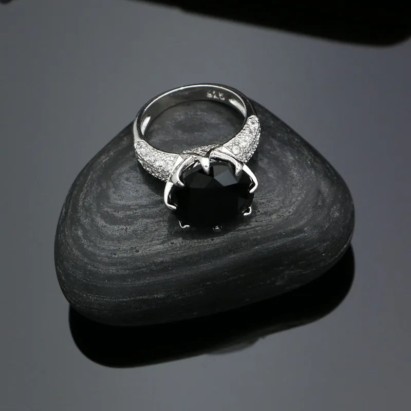 Punk Silver Jewellery Silver 925 Jewelry Sets for Women Black Cubic Zirconia Earrings/Pendant/Necklace/Ring/Bracelet