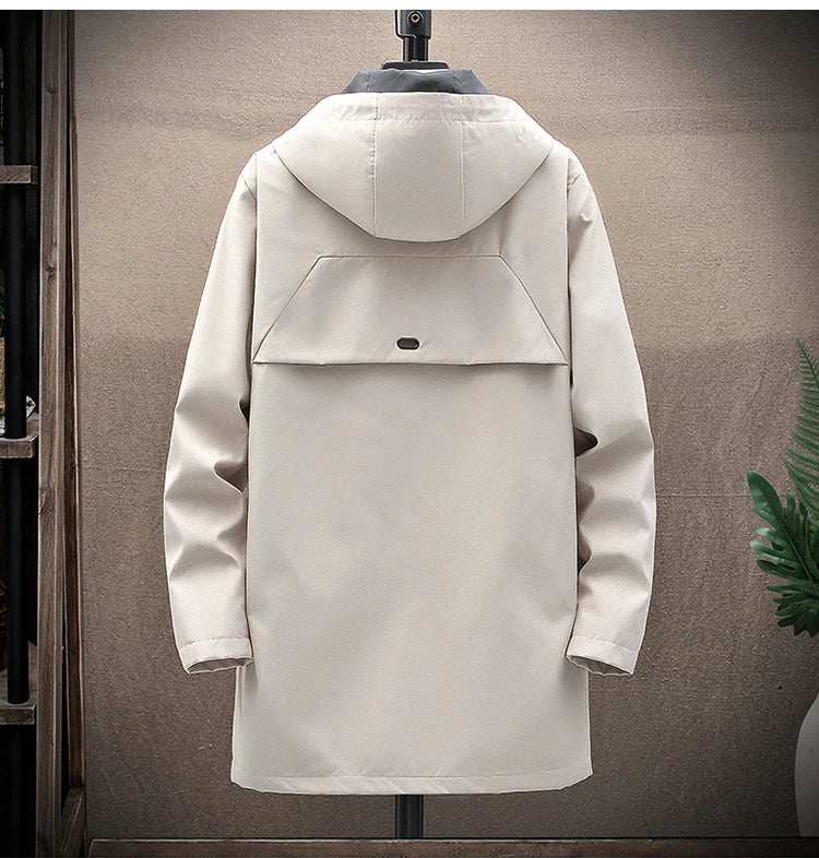 New Mens Casual Long Jackets Coats Hooded Streetwear Hip Hop Windbreaker Outwear Jacket Men Spring Autumn Mens Clothing 2025