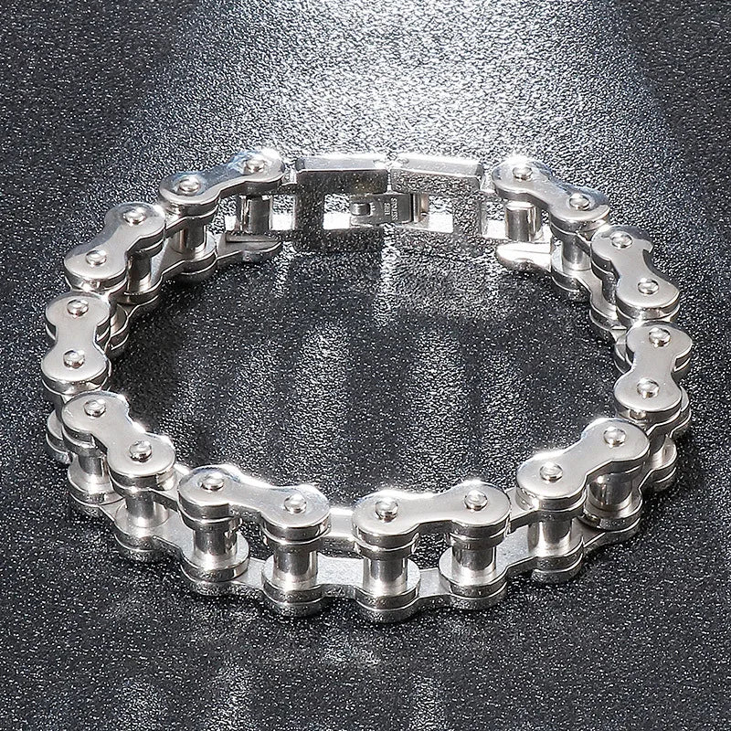 Trendy men's fashion accessories stainless steel bracelet Simple and versatile motorcycle bicycle chain men's jewelry