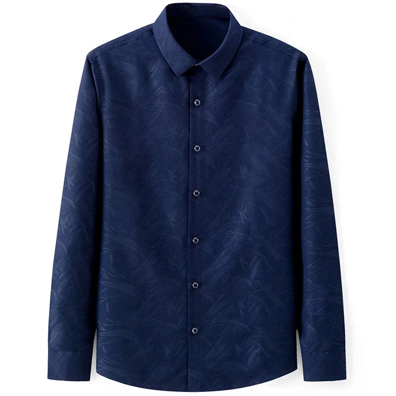 2025 Men Shirt Fashion Formal Shirts for Men Long Sleeved Printed Slim Fit Male Social Business Dress Shirt Drop Shipping MY199