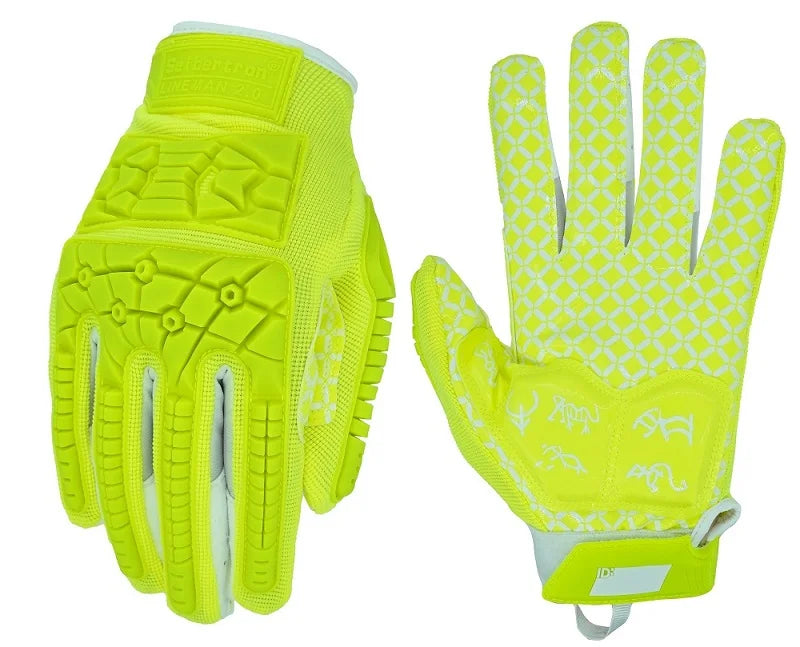 Seibertron M.S.Z.Q-3 Lineman Gloves for Adults Padded Palm Flexible TPR Back Hand Football Receiver Impact Protection Adult