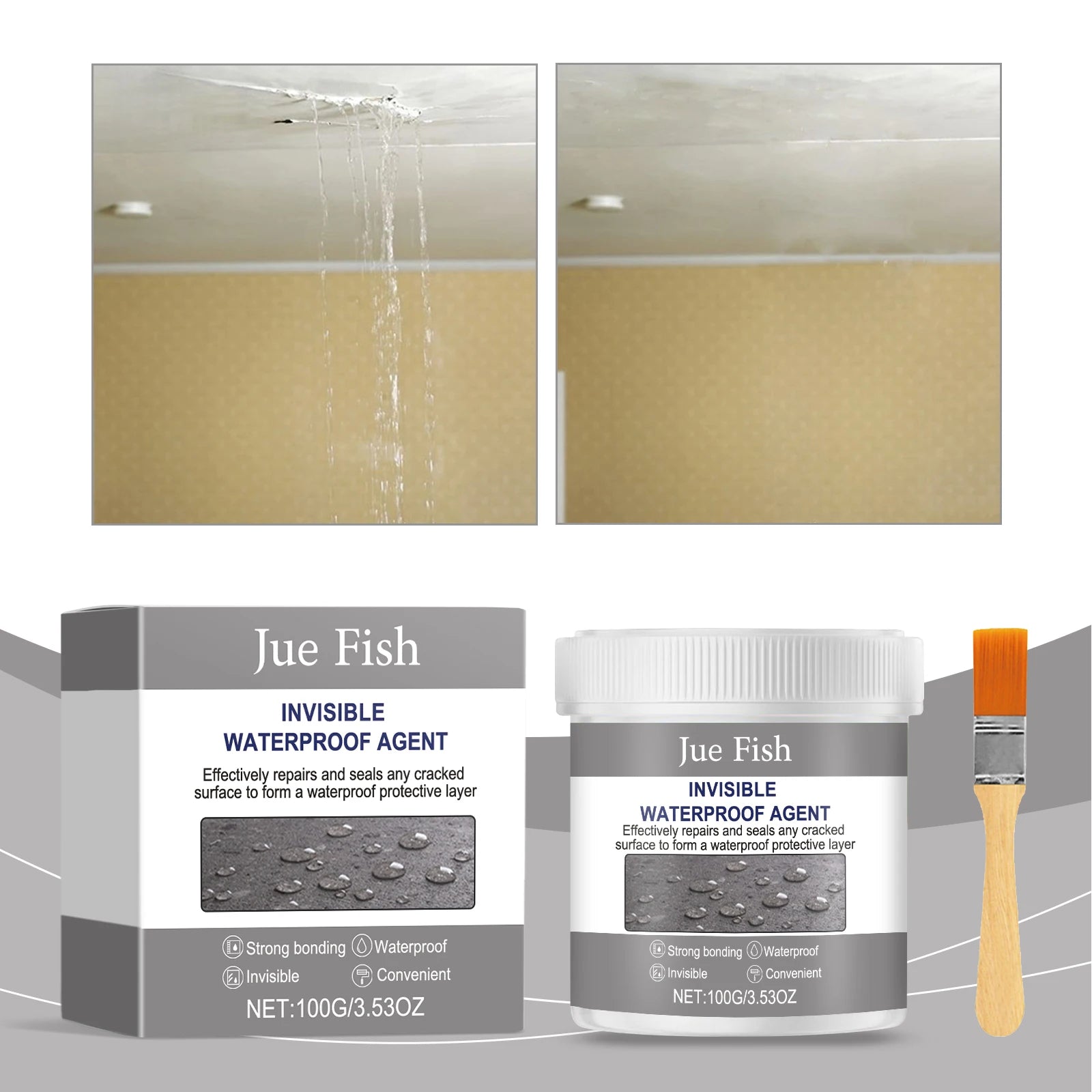 Jue-Fish Invisible Waterproof Glue Paint Wear-Resistant Sealant for Wall Home Improvement Leakages Do Not Fall