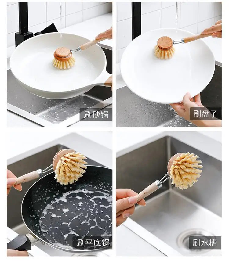 Kitchen Cleaning Brush Tool Clean Wash Brush Bamboo Dish Washing Brush Pan Pot Cleaner Kitchen Brush For Dishes Cleaning Tools