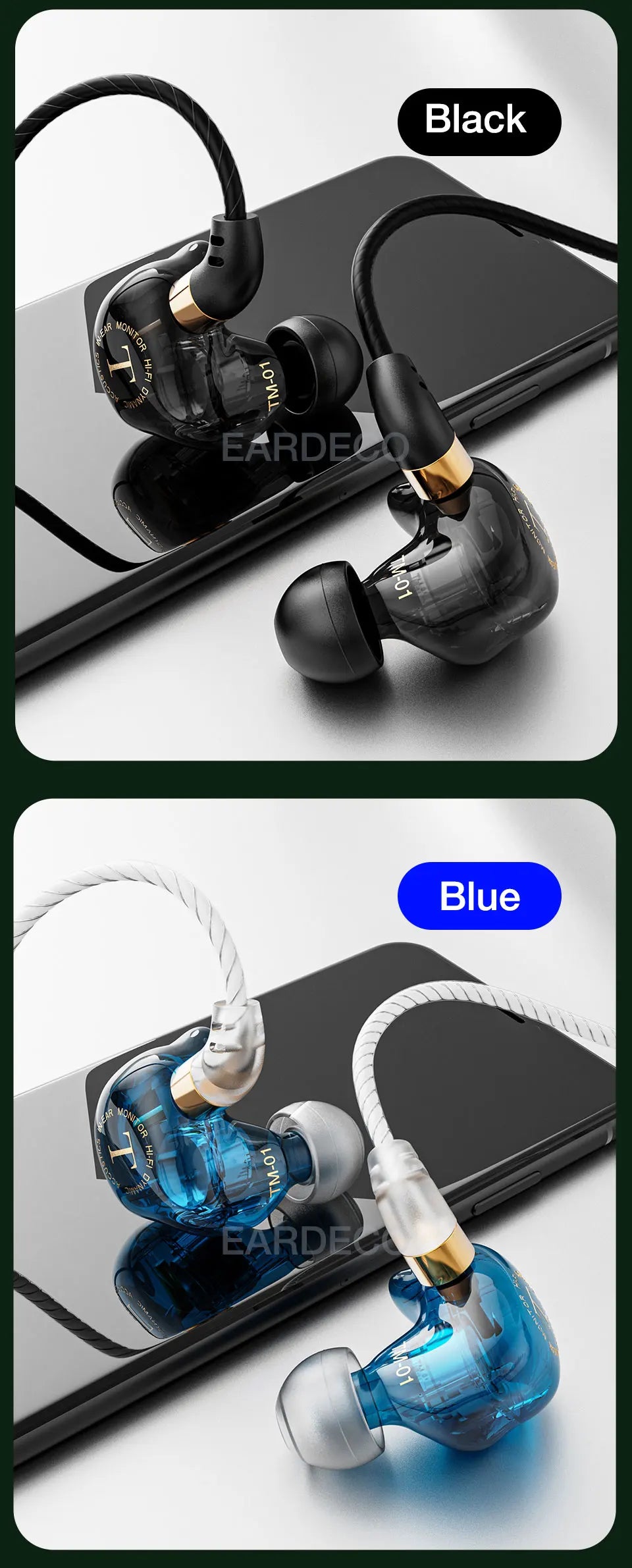 EARDECO HiFi Wired Headphones Heavy Bass In-ear Headphone Headset with Mic Earphone Sport Wire Phone Earbud Headset Stereo
