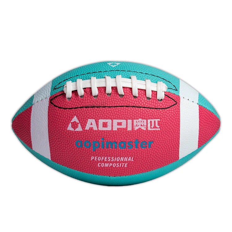 Children's American Size 3 Rugby Football Pink and Blue with Leather Material