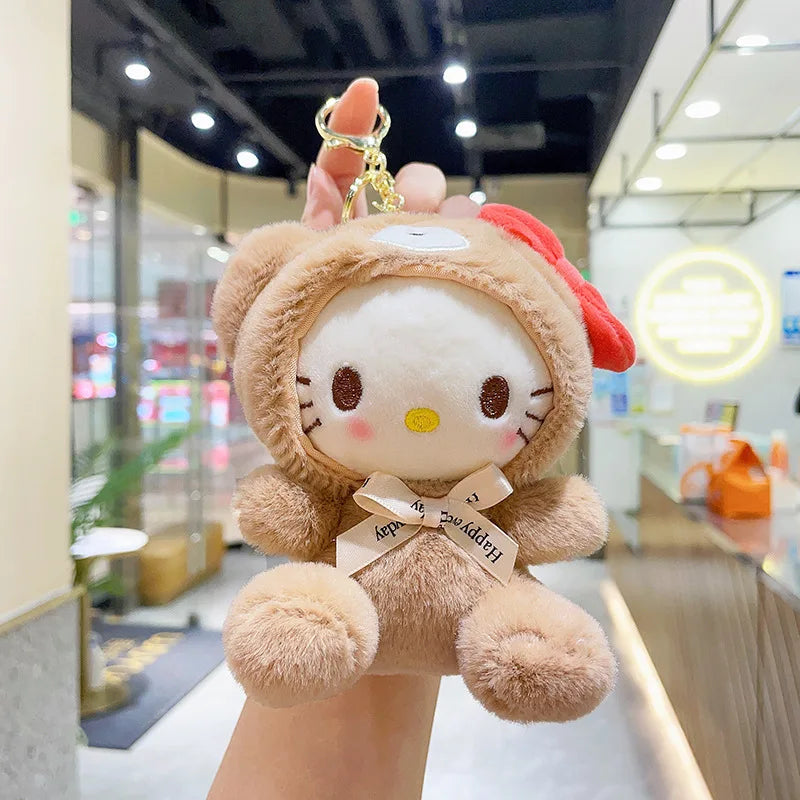 Cute Cross-Dressing Bear Mini Plush Pendant Doll Super Soft Wholesale Melody Cartoon Keychain Toy  Feature Washed