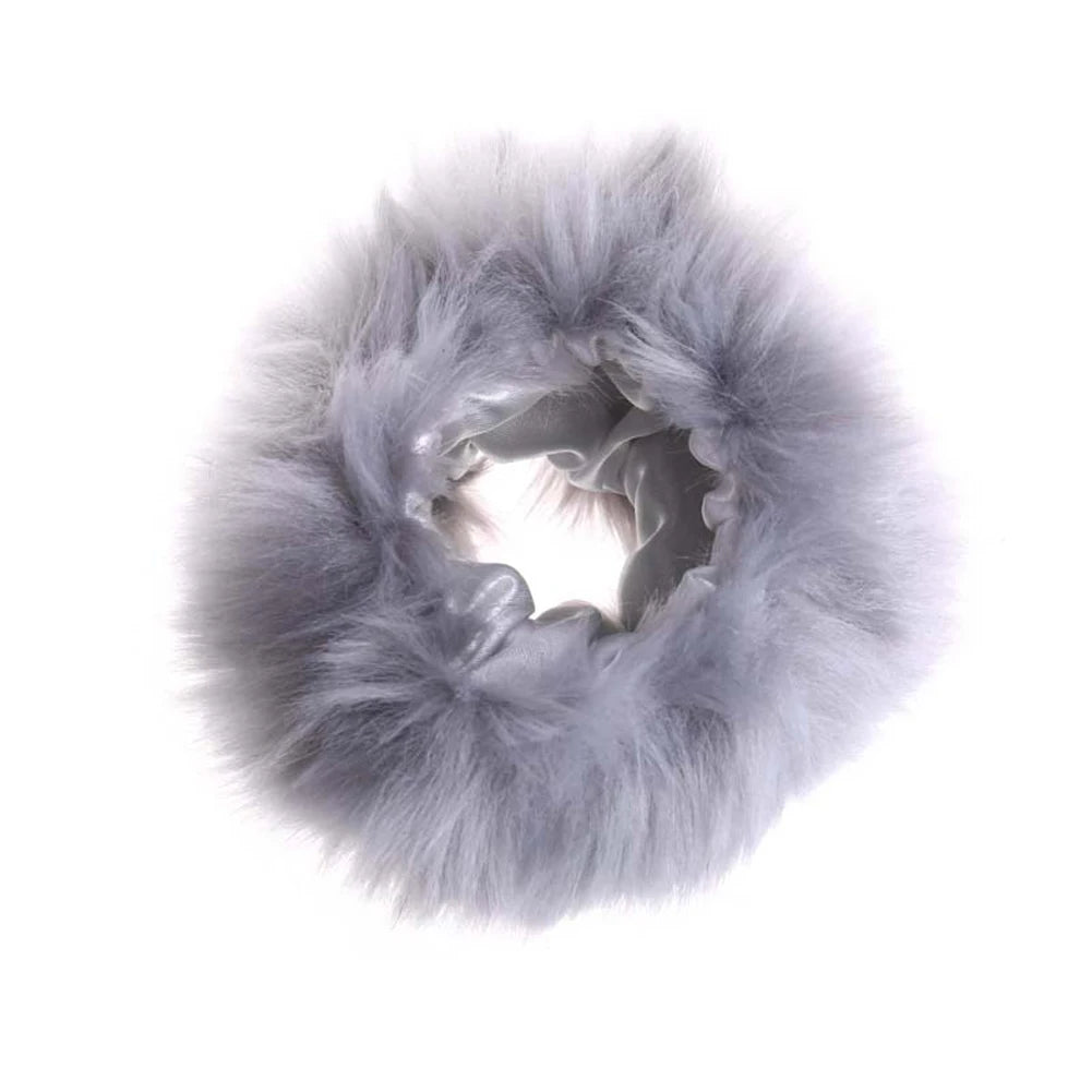 1 Pair Winter Warm Women Arm Warmer Faux Fur Soft Elastic Wrist Slap On Cuffs Arm Warmer Plush Thicken Accessories Gray White