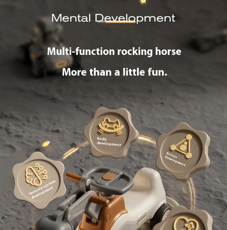 Four-in-One Multifunctional Ride-On Toy for Kids Excavator Rocking Horse Baby Yo-Yo Car with Battery Power Unisex Plastic Toy