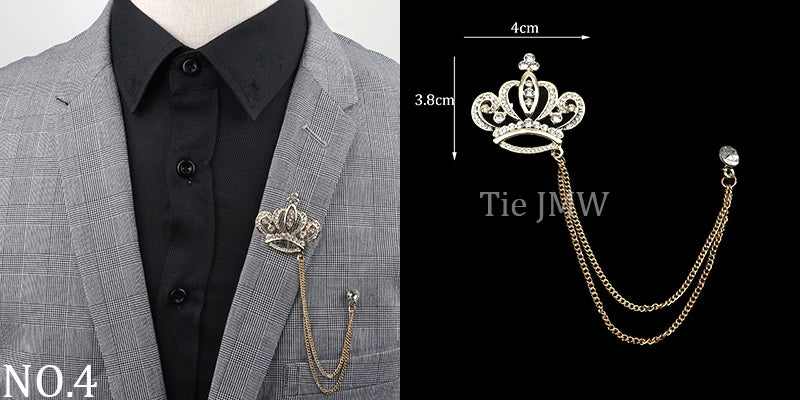 Man Brooch Cross Suit Tassel Chain Lapel Pin Suit Shirt Collar Brooch Badge Retro Pins Wedding Party Dance Neckwear Accessories