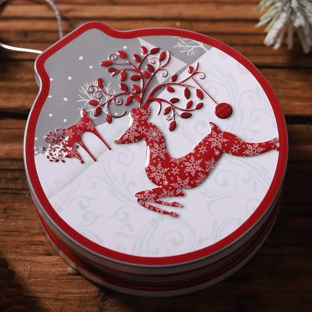 Christmas Candy Gift Packaging Iron/Tin Box Sweet Jar Christmas Tree Hanging Ornament Party Handmade Cookies Decoration