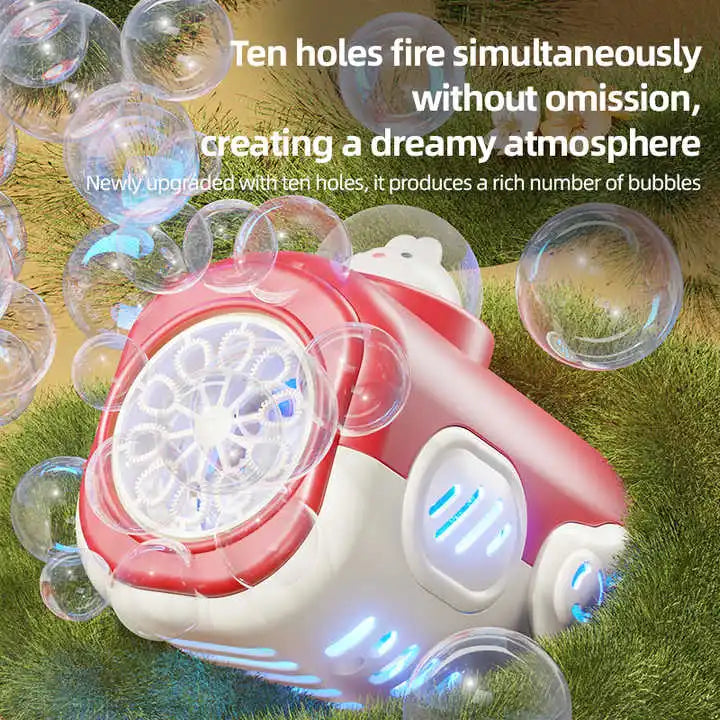 Kids Summer New Plastic LED Light Animal Cartoon Soap Bubble Gun Electric Gatling Toy