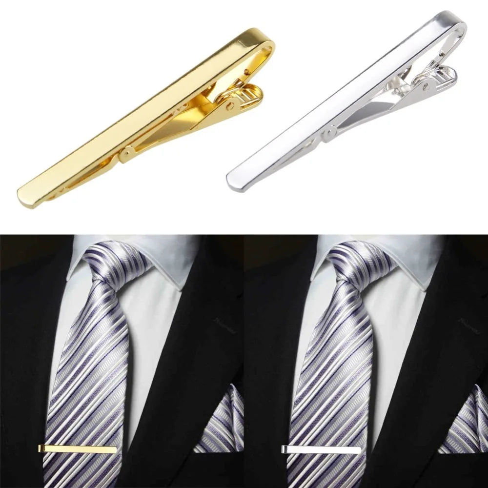 Tie Clip Necktie Accessories Fashion Style Ties for Men Metal Tone Simple Bar Clasp Practical Clasp Tie Pin for Mens Collar Clip