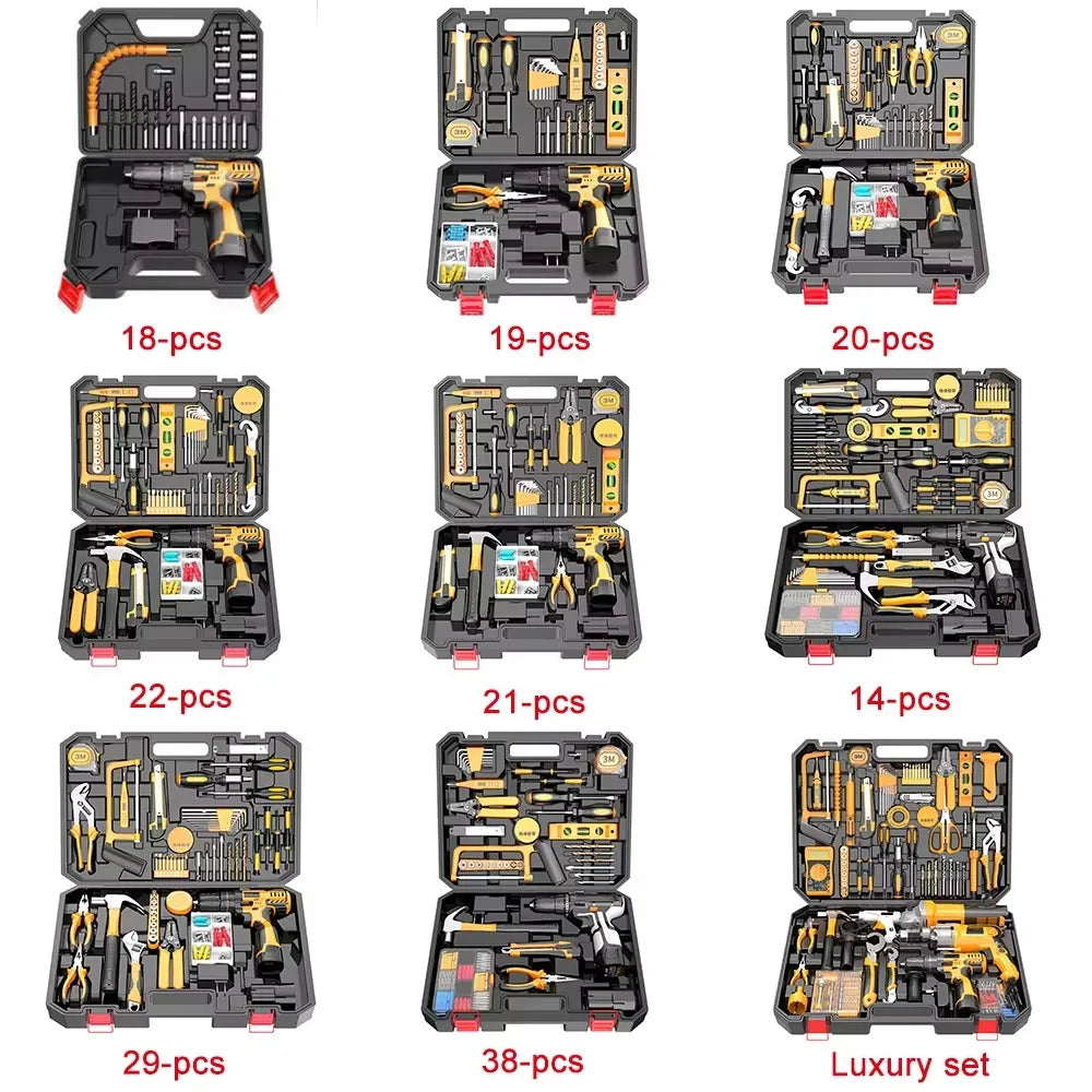 Factory Cordless Hardware Electrical Power Kit Includes Combination Box Drill Machine Set Hand Wrench Other Home Improvement