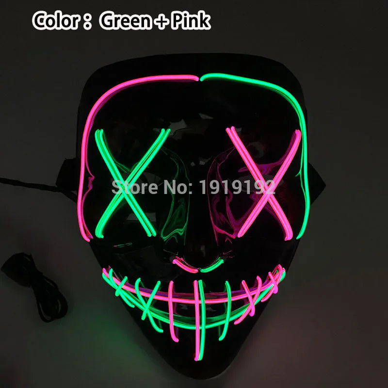 Halloween Carnival Party Costume Decoration Luminous LED Mask Halloween Mask LED Maske Light Up Party Masks for Glow Party