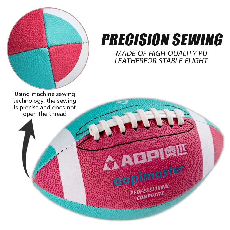 Children's American Size 3 Rugby Football Pink and Blue with Leather Material
