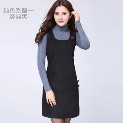 Hot Woolen Dresses Women 2025 Spring Autumn Winter Sleeveless Vest Dress With pocket All-match Lady Plaid Vest Slim Dresses 5XL
