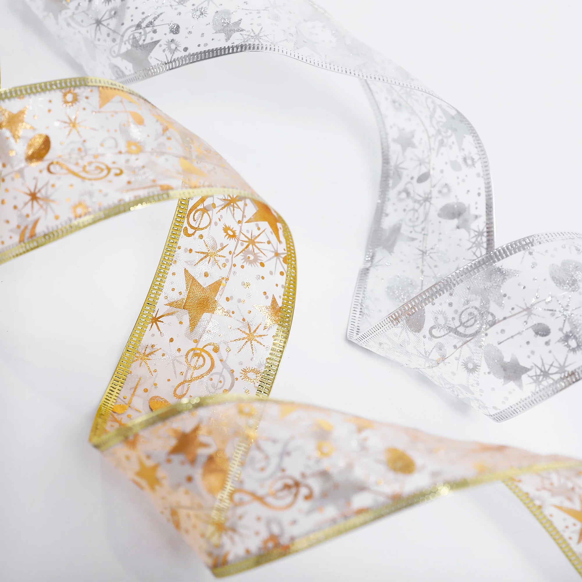 Christmas Decoration LED Ribbon Lights Christmas Tree Ornaments DIY Lace Bows String Lights Navidad Home Decors New Year 2023