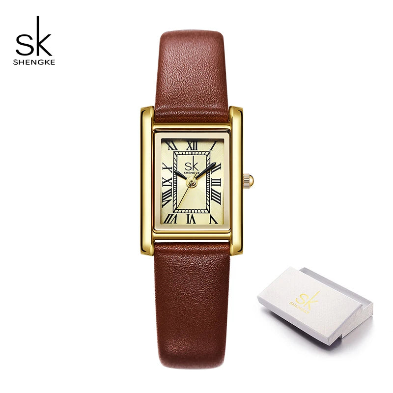 SK Fashion Ladies Genuine Leather Watches Luxury Small Women's Watch Fashionable Waterproof for Business Watch Women