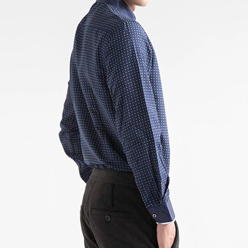 2025 Men Shirt Fashion Formal Shirts for Men Long Sleeved Printed Slim Fit Male Social Business Dress Shirt Drop Shipping MY199