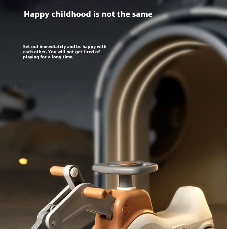 Four-in-One Multifunctional Ride-On Toy for Kids Excavator Rocking Horse Baby Yo-Yo Car with Battery Power Unisex Plastic Toy